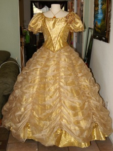 Belle's Ballgown shown over a very full hoopless crinoline.